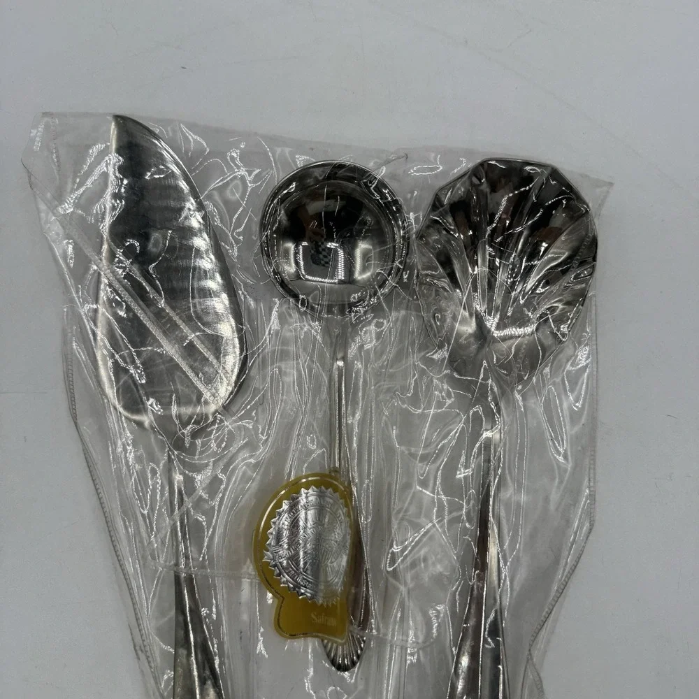 Heritage Mint Safrano GLOSSY 18/0 Stainless Serving Flatware Sets 11 Pieces